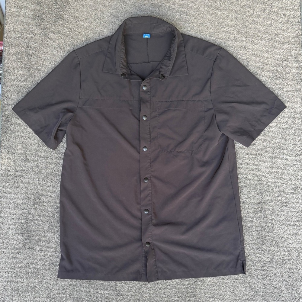 Old Navy Mens StretchTech Go-Dry Cool Short Sleeve Snap Button Shirt Grey M
